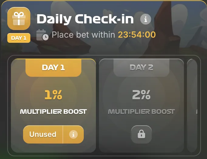 Stair Pong daily check-in multiplier rewards calendar