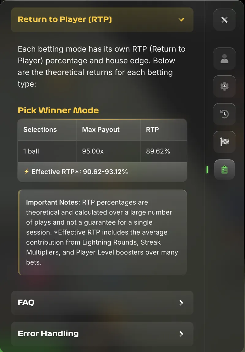 Stair Pong RTP screen showing 89.62% base and 90.62 to 93.12% effective